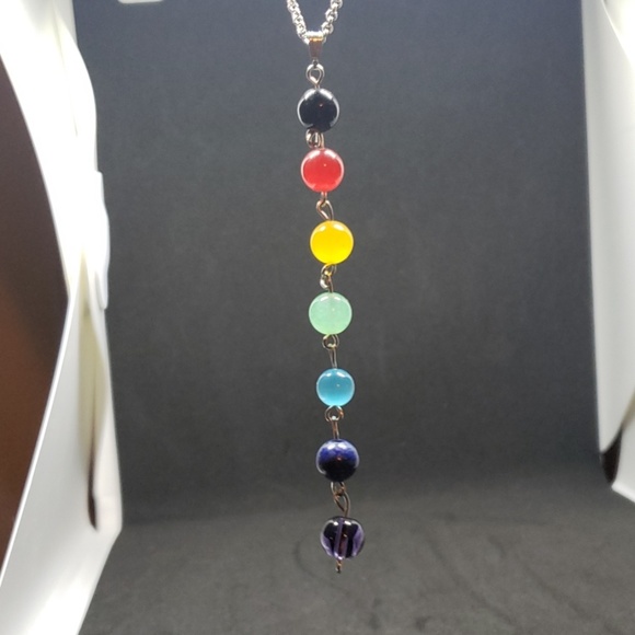 Healing Rainbow chakra dangle necklace - Picture 3 of 4